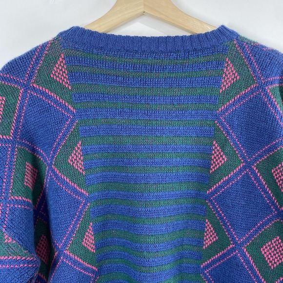Made In Italy Womens Geometric Wool Blend Sweater Size M Indie Colorful Abstract - Picture 7 of 15